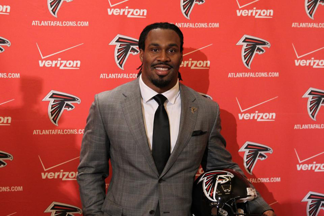 Steven Jackson was introduced as the newest Atlanta Falcon at a press conference on Friday.