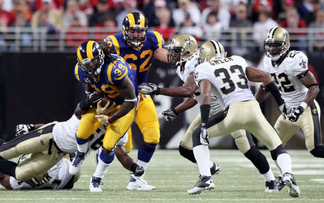 Steven's hard running in the 4th, combined with stops by the Rams defense sealed the game (Post-Dispatch).