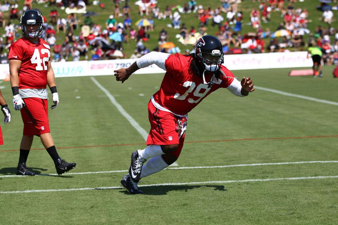 2014 Falcons Training Camp has begun in Flowery Branch and Steven says the team has a different vibe this year (Falcons photo).